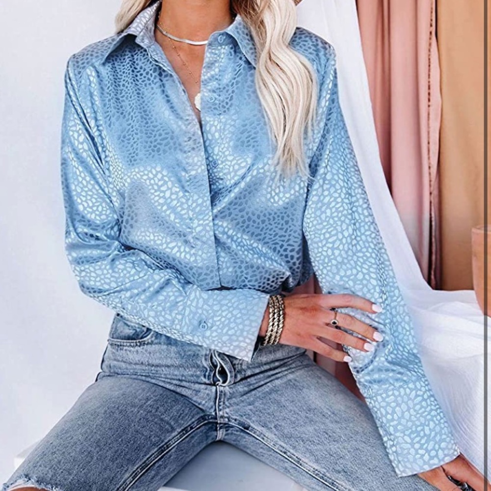 Baby Blue Satin Blouse